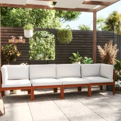 Sofa ogrodowa Kremowy Drewno akacjowe 4-osobowa vidaXL