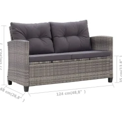 Sofa ogrodowa Szary Technorattan vidaXL