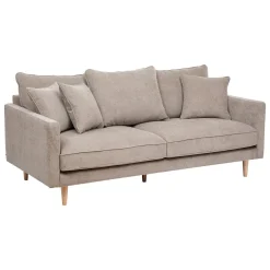 Sofa 3-osobowa Candice beżowa z miękkimi poduszkami