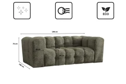 Sofa 2-osobowa, Kanapa BALOO, tkanina Szenil + Bukla, Zielony