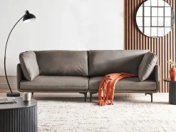 Sofa 3-osobowa wegańska ekoskóra brązowa