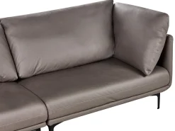 Sofa 3-osobowa wegańska ekoskóra brązowa