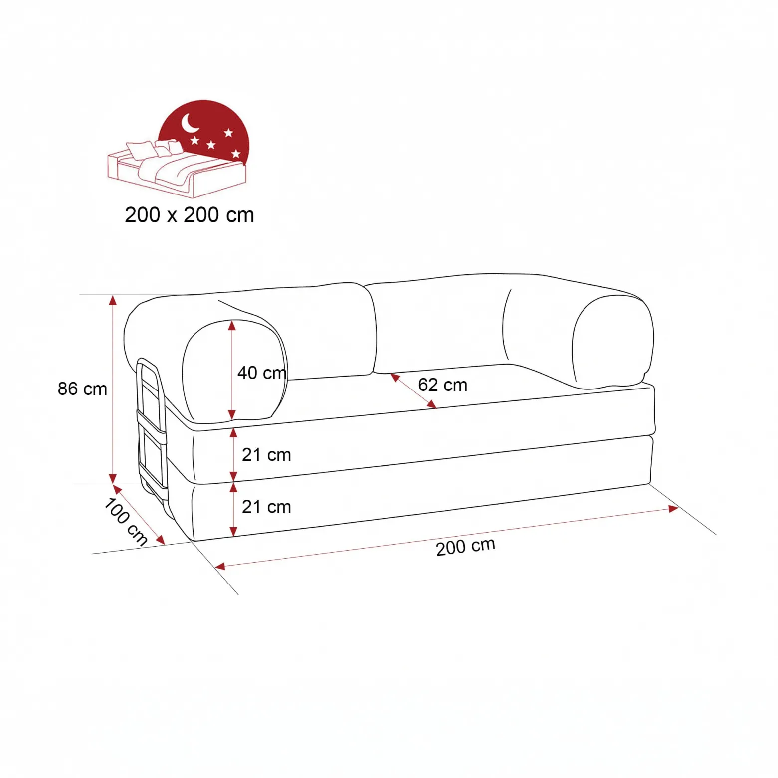 Sofa piankowa MUNO, rozkładana