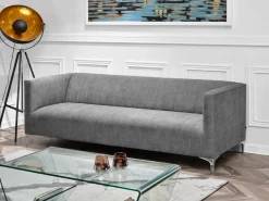Sofa Roni-3 Szary Tkanina, Podstawa Chrom