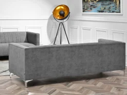 Sofa Roni-3 Szary Tkanina, Podstawa Chrom