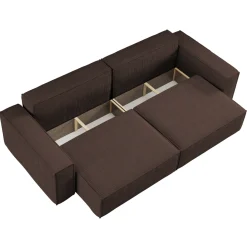 Sofa rozkładana BEST z pojemnikiem na pościel tkanina Poso Brązowy