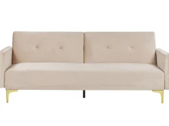 Sofa rozkładana LUCAN Welur Beżowy dla 3 osób