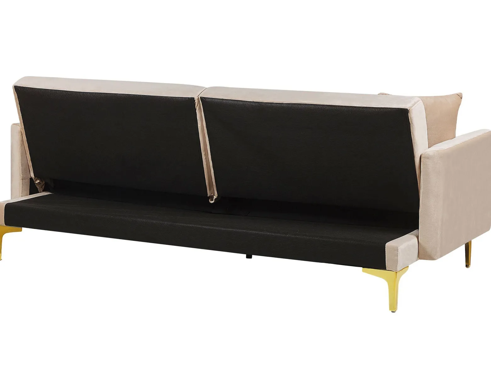 Sofa rozkładana LUCAN Welur Beżowy dla 3 osób