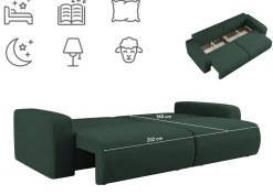 Sofa rozkładana MILANO z pojemnikiem na pościel tkanina Poso Zielony