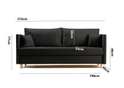Sofa Rozkładana Trzyosobowa z Pojemnikiem SECCO Zielona z Funkcją Spania