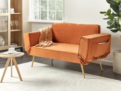 Sofa rozkładania pomarańczowa do salonu