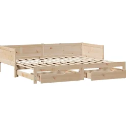 Sofa Rozsuwana Łóżko Drewniane Rama Łóżka z Szufladami Brązowa 90x190 cm