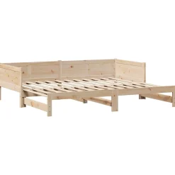 Sofa Rozsuwana Łóżko Drewniane Rama Łóżka z Szufladami Brązowa 90x190 cm