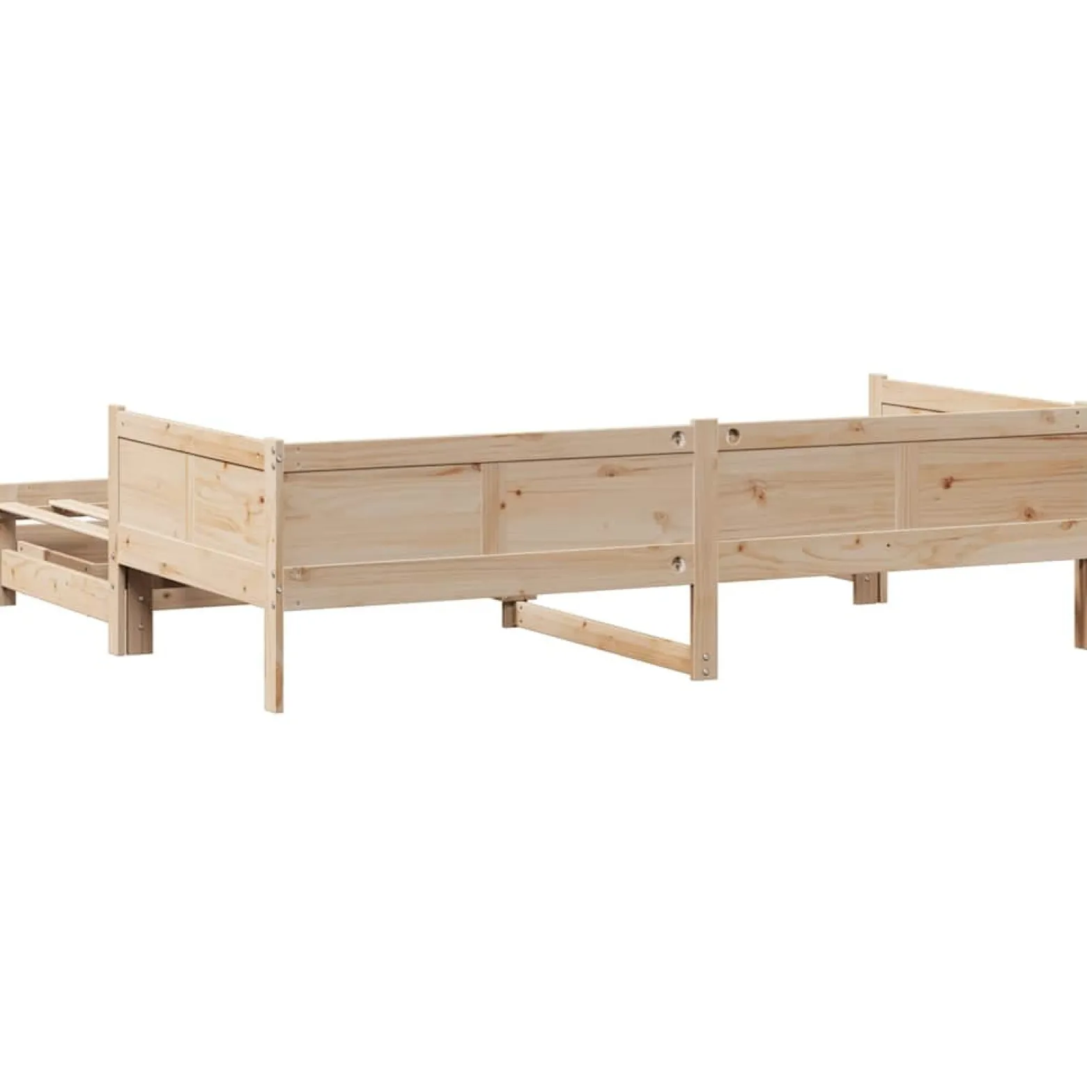Sofa Rozsuwana Łóżko Drewniane Rama Łóżka z Szufladami Brązowa 90x190 cm