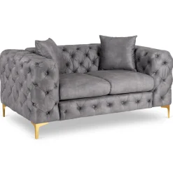 Sofa SORRENTO 2S Dwuosobowa Szara Welurowa Nowoczesna Glamour