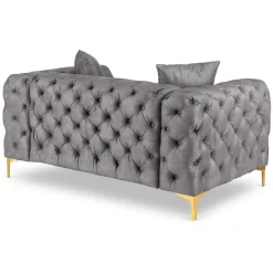 Sofa SORRENTO 2S Dwuosobowa Szara Welurowa Nowoczesna Glamour