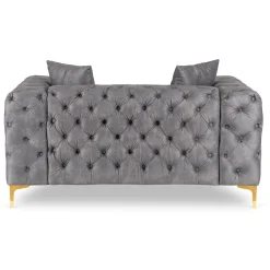 Sofa SORRENTO 2S Dwuosobowa Szara Welurowa Nowoczesna Glamour