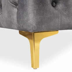 Sofa SORRENTO 2S Dwuosobowa Szara Welurowa Nowoczesna Glamour