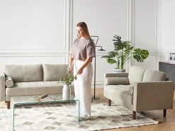 Sofa tapicerowana 2-osobowa brązowoszara