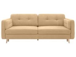 Sofa trzyosobowa Cornet rozkładana z pojemnikiem miodowa