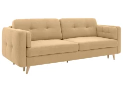 Sofa trzyosobowa Cornet rozkładana z pojemnikiem miodowa