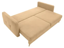 Sofa trzyosobowa Cornet rozkładana z pojemnikiem miodowa