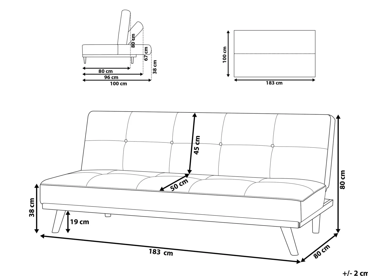Sofa trzyosobowa rozkładana ciemnoszara