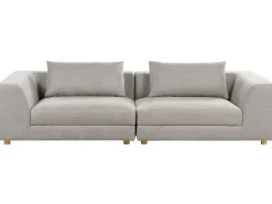 Sofa trzyosobowa z poduszkami jasnoszara