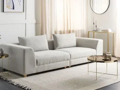 Sofa trzyosobowa z poduszkami jasnoszara