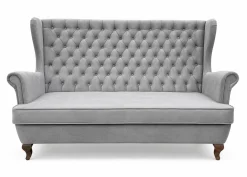 Sofa uszak 3-osobowa chesterfield glamour szara velvet HR45 nogi ludwik