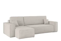 Sofa w kształcie L BEST narożnik, tkanina Poso, Beżowy Lewostronny