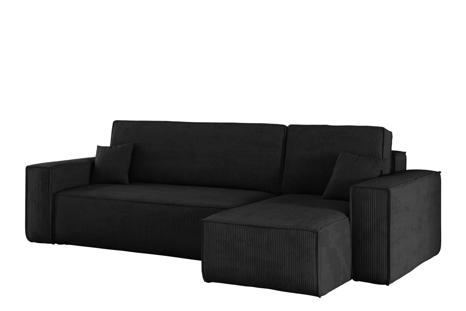 Sofa w kształcie L BEST narożnik, tkanina Poso, Czarny Prawostronny