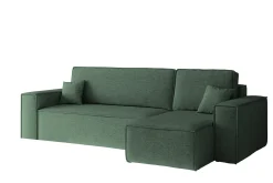Sofa w kształcie L BEST narożnik tkanina Neve, Zielony Prawostronny