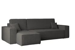 Sofa w kształcie L BEST, tkanina Abriamo, Grafitowy Lewostronny