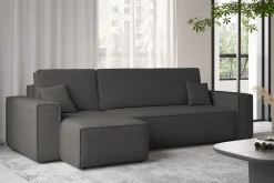 Sofa w kształcie L BEST, tkanina Abriamo, Grafitowy Lewostronny