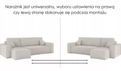 Sofa w kształcie L BEST, tkanina Abriamo, Grafitowy Lewostronny