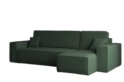 Sofa w kształcie L BEST, tkanina Abriamo, Ciemnozielony Prawostronny