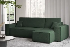 Sofa w kształcie L BEST, tkanina Abriamo, Ciemnozielony Prawostronny