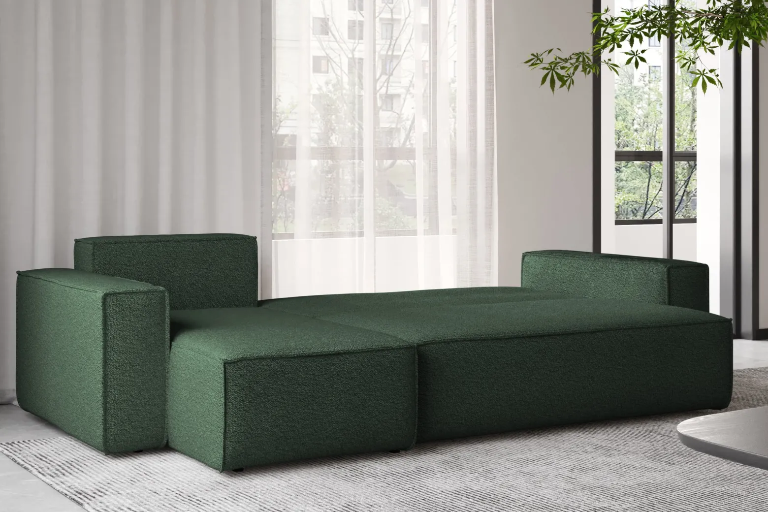 Sofa w kształcie L BEST, tkanina Abriamo, Ciemnozielony Prawostronny