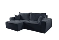 Sofa w kształcie L BOHOO narożnik, tkanina Raven, Grafitowy Lewostronny