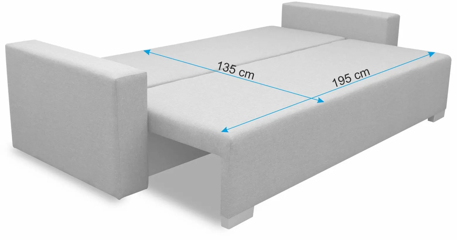 Sofa z funkcją spania sprężyny bonell Porto Grafitowa