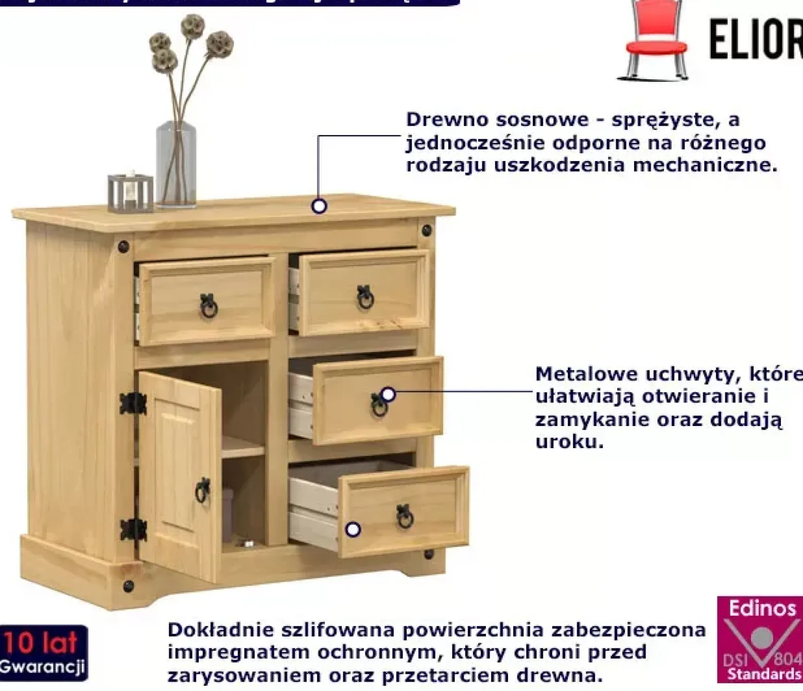 Sosnowa komoda z szufladami - Zeeno