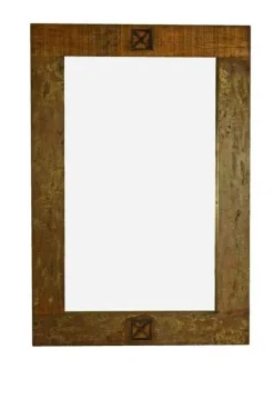 SPIRIT Lustro #04 Drewno z odzysku lakierowane 120x80 cm