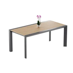 Stół ogrodowy aluminiowy BELLANTI Verona Luna Dark Grey z blatem teak