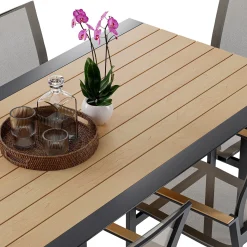 Stół ogrodowy aluminiowy BELLANTI Verona Luna Dark Grey z blatem teak