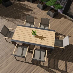 Stół ogrodowy aluminiowy BELLANTI Verona Luna Dark Grey z blatem teak