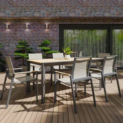 Stół ogrodowy aluminiowy BELLANTI Verona Luna Dark Grey z blatem teak