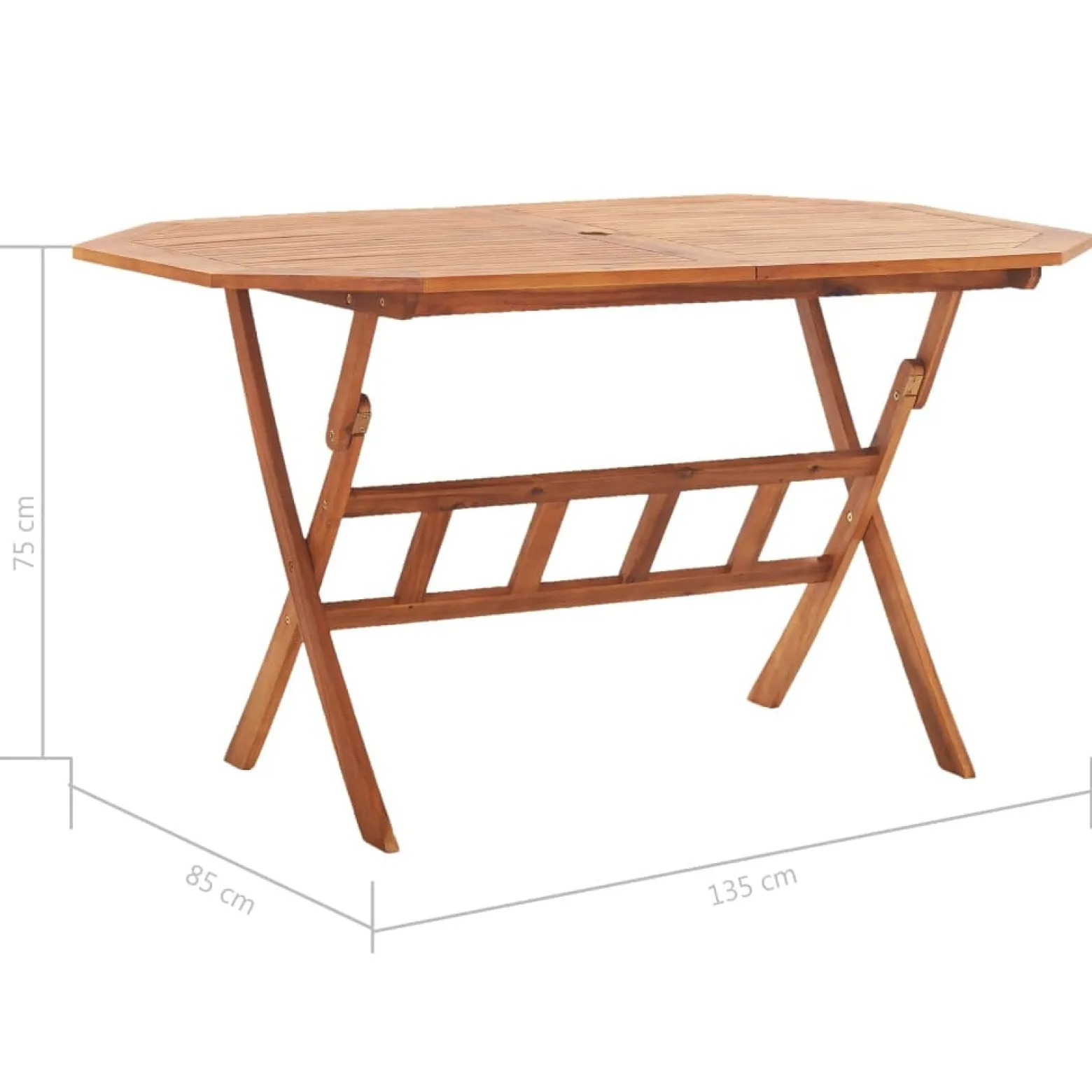 Stół ogrodowy Brąz 135 x 85 x 75 cm Drewno vidaXL