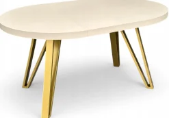 Stół okrągły 90 cm rozkładany 190 cm Kaszmir + nogi industrial ZŁOTE