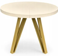 Stół okrągły 90 cm rozkładany 190 cm Kaszmir + nogi industrial ZŁOTE